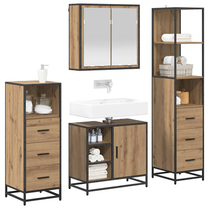 Set di mobili per il bagno 4 pz Rovere artigianale | homemem39