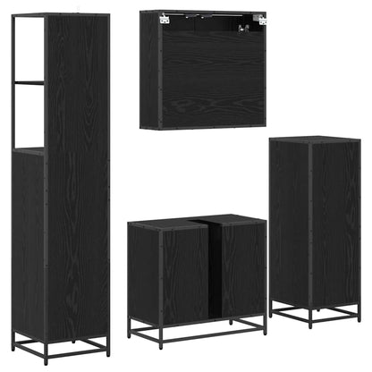 Set di mobili per il bagno 4 pcs Rovere Nero Legno multistrato | homemem39