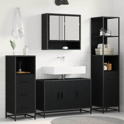 Set di mobili per il bagno 3 pcs Rovere Nero Legno multistrato | homemem39