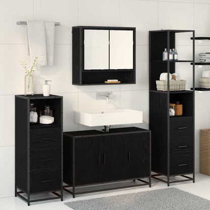 Set di mobili per il bagno 3 pcs Rovere Nero Legno multistrato | homemem39