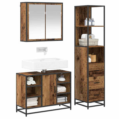 Set di mobili per il bagno con cassetto 3 pcs Legno vecchio | homemem39