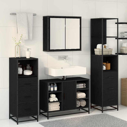 Set di mobili per il bagno 3 pcs Rovere Nero Legno multistrato | homemem39
