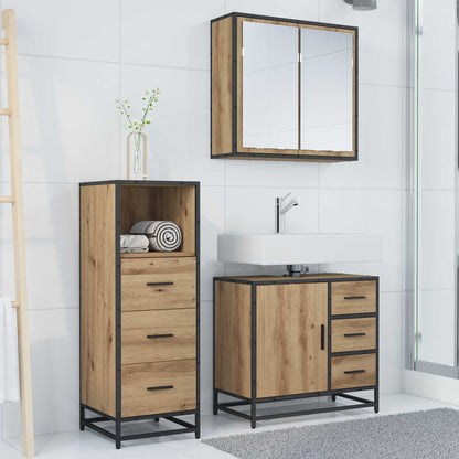 Set di mobili per il bagno 3 pz Rovere artigianale | homemem39