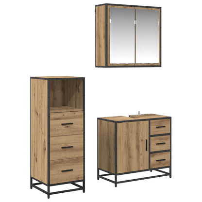 Set di mobili per il bagno 3 pz Rovere artigianale | homemem39