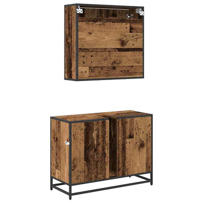 Set di mobili per il bagno con cassetto 2 pcs Legno vecchio | homemem39