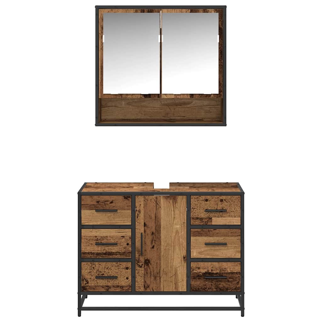 Set di mobili per il bagno con cassetto 2 pcs Legno vecchio | homemem39