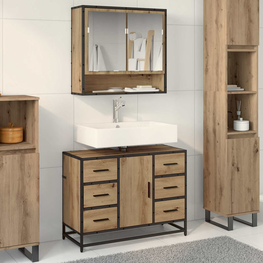 Set di mobili per il bagno 2 pz Rovere artigianale | homemem39