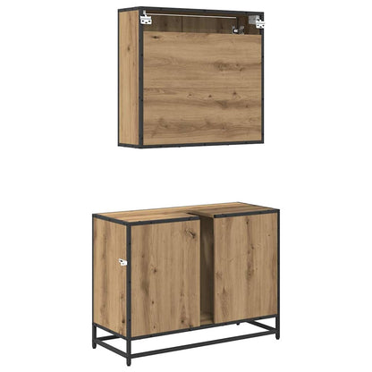 Set di mobili per il bagno 2 pz Rovere artigianale | homemem39