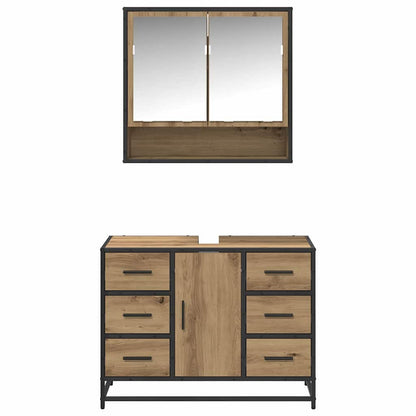 Set di mobili per il bagno 2 pz Rovere artigianale | homemem39