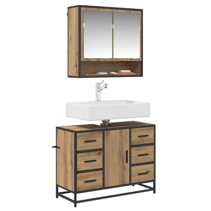 Set di mobili per il bagno 2 pz Rovere artigianale | homemem39