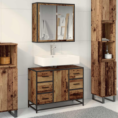 Set di mobili per il bagno con cassetto 2 pcs Legno vecchio | homemem39