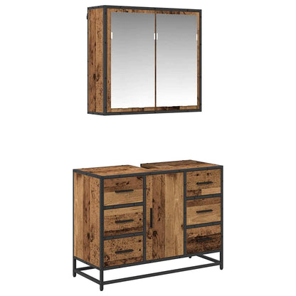 Set di mobili per il bagno con cassetto 2 pcs Legno vecchio | homemem39