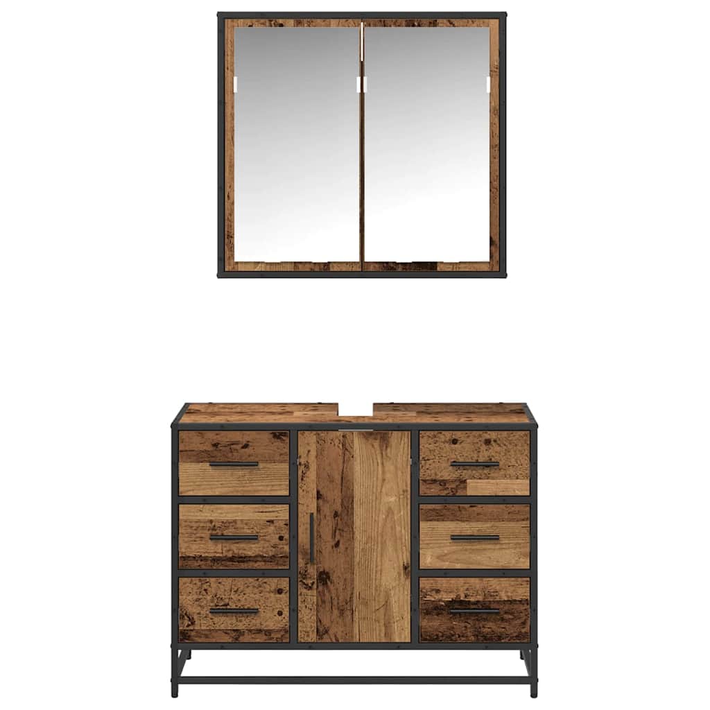 Set di mobili per il bagno con cassetto 2 pcs Legno vecchio | homemem39