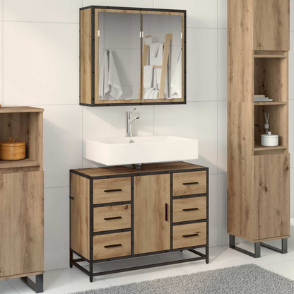 Set di mobili per il bagno 2 pz Rovere artigianale | homemem39