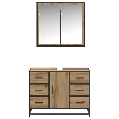 Set di mobili per il bagno 2 pz Rovere artigianale | homemem39
