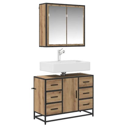 Set di mobili per il bagno 2 pz Rovere artigianale | homemem39