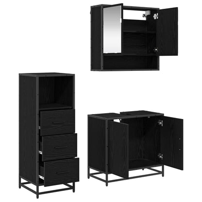 Set di mobili per il bagno 3 pcs Rovere Nero Legno multistrato | homemem39