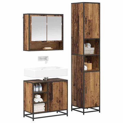 Set di mobili per il bagno con lo scaffale 3 pcs Legno vecchio