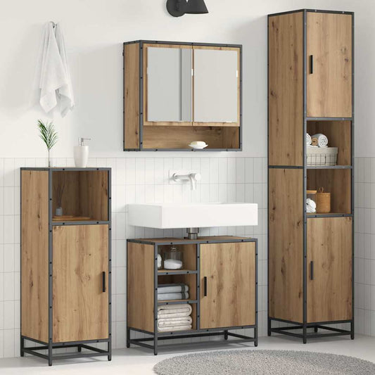 Set di mobili per il bagno 3 pz Rovere artigianale | homemem39