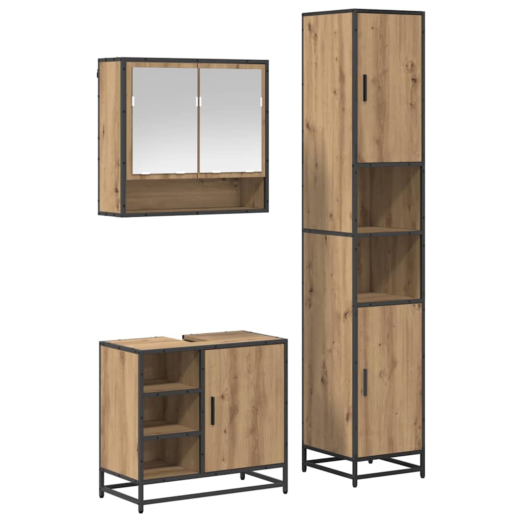 Set di mobili per il bagno 3 pz Rovere artigianale | homemem39
