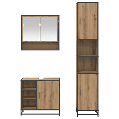 Set di mobili per il bagno 3 pz Rovere artigianale | homemem39