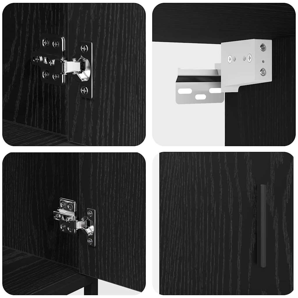 Set di mobili per il bagno 3 pcs Rovere Nero Legno multistrato | homemem39