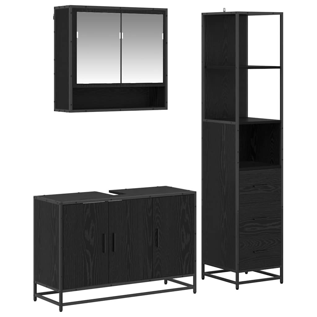 Set di mobili per il bagno con cassetto 3 pcs Legno vecchio | homemem39