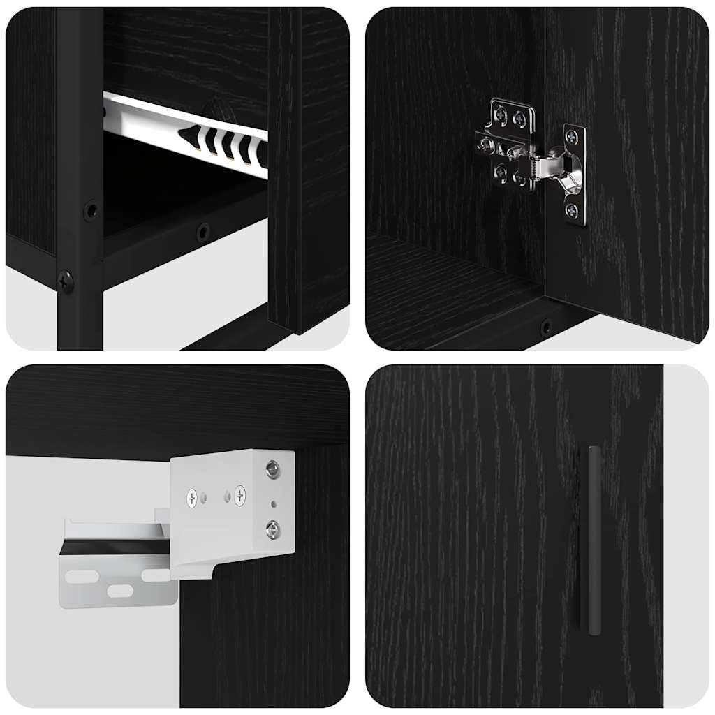 Set di mobili per il bagno 3 pcs Rovere Nero Legno multistrato | homemem39