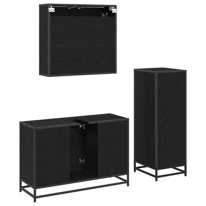 Set di mobili per il bagno 3 pcs Rovere Nero Legno multistrato | homemem39
