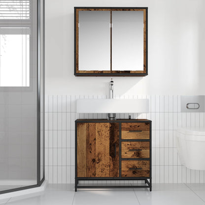 Set di mobili per il bagno con lo scaffale 2 pcs Legno vecchio | homemem39