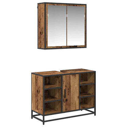 Set di mobili per il bagno con lo scaffale 2 pcs Legno vecchio | homemem39