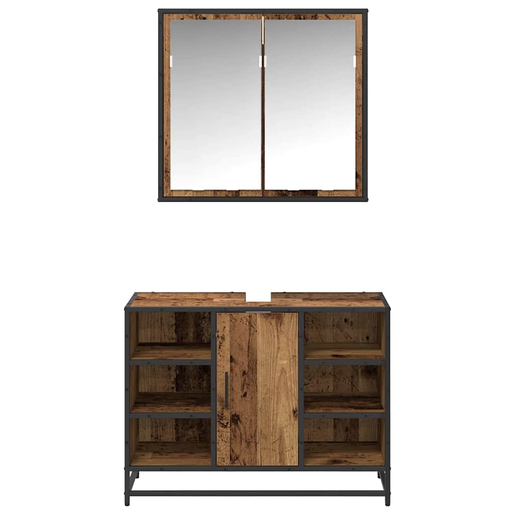 Set di mobili per il bagno con lo scaffale 2 pcs Legno vecchio | homemem39