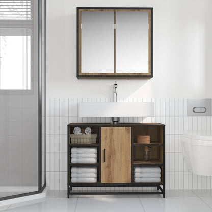 Set di mobili per il bagno 2 pz Rovere artigianale | homemem39