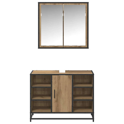 Set di mobili per il bagno 2 pz Rovere artigianale | homemem39