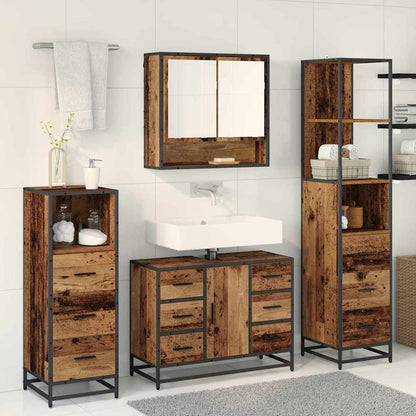 Set di mobili per il bagno con cassetto 4 pcs Legno vecchio | homemem39