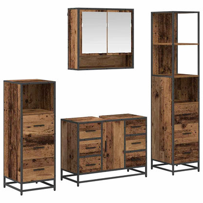 Set di mobili per il bagno con cassetto 4 pcs Legno vecchio | homemem39