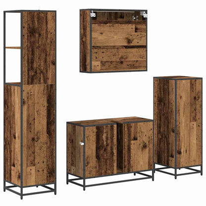Set di mobili per il bagno con cassetto 4 pcs Legno vecchio | homemem39