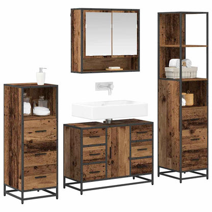 Set di mobili per il bagno con cassetto 4 pcs Legno vecchio | homemem39