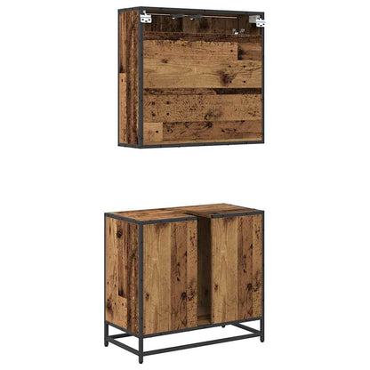 Set di mobili per il bagno con lo scaffale 2 pcs Legno vecchio | homemem39