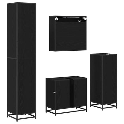 Set di mobili per il bagno 4 pcs Rovere Nero Legno multistrato