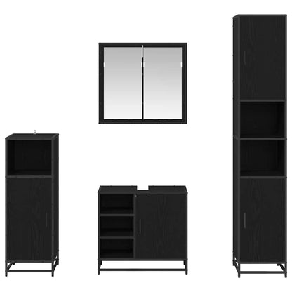 Set di mobili per il bagno 4 pcs Rovere Nero Legno multistrato