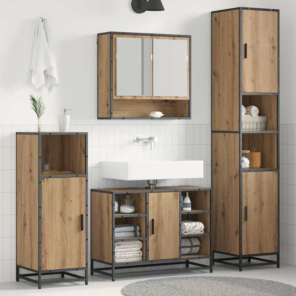 Set di mobili per il bagno 3 pz Rovere artigianale | homemem39