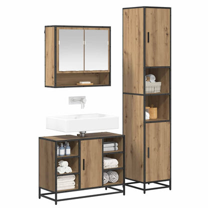 Set di mobili per il bagno 3 pz Rovere artigianale | homemem39