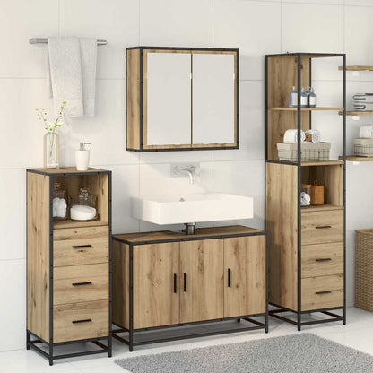Set di mobili per il bagno con porta 4 pcs rovere artigianale