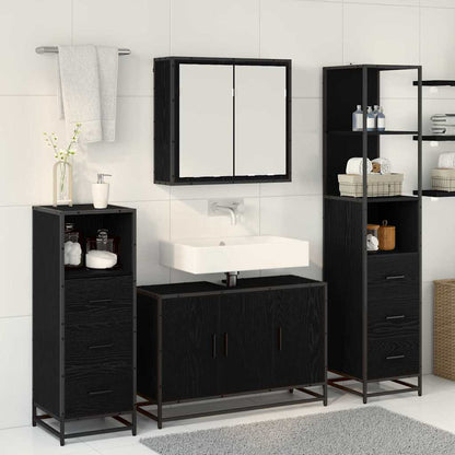 Set di mobili per il bagno 4 pcs Rovere nero Legno multistrato