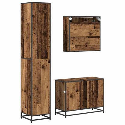 Set di mobili per il bagno con cassetto 3 pcs Legno vecchio | homemem39