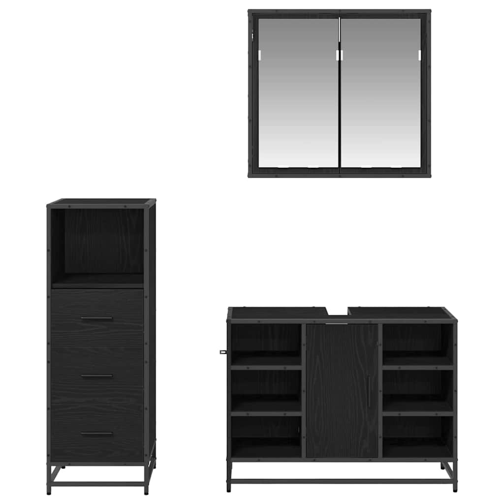 Set di mobili per il bagno con cassetto 3 pcs Legno vecchio | homemem39