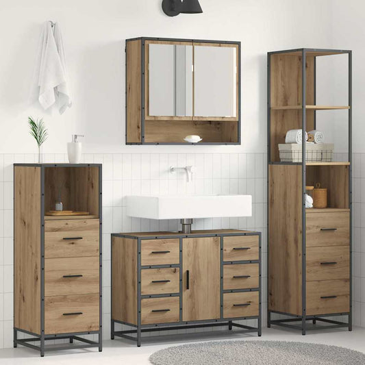 Set di mobili per il bagno 3 pz Rovere artigianale | homemem39