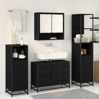 Set di mobili per il bagno 3 pcs Rovere Nero Legno multistrato | homemem39
