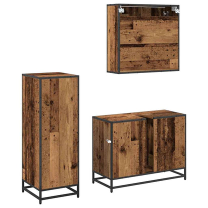 Set di mobili per il bagno con cassetto 3 pcs Legno vecchio | homemem39